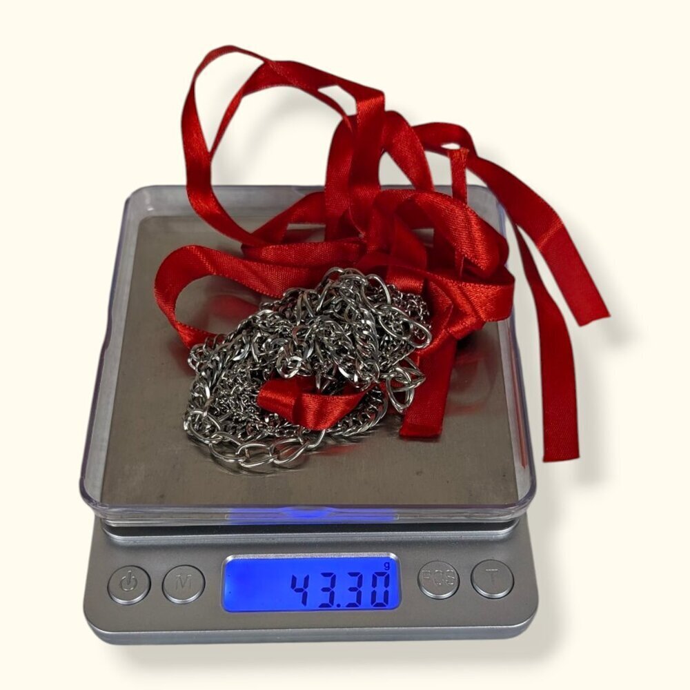 5-Strand Chain & Red Ribbon Necklace - Picture 6 of 6